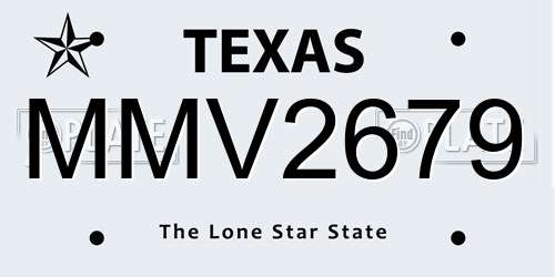 MMV2679 Texas License Plate