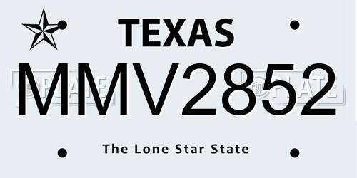 MMV2852 Texas License Plate