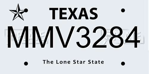 MMV3284 Texas License Plate