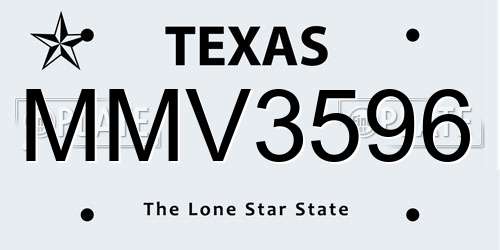 MMV3596 Texas License Plate