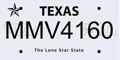 MMV4160 Texas License Plate