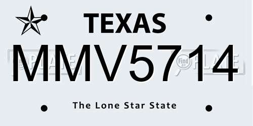 MMV5714 Texas License Plate