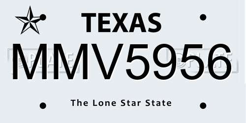 MMV5956 Texas License Plate