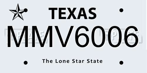MMV6006 Texas License Plate