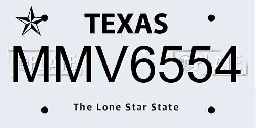 MMV6554 Texas License Plate