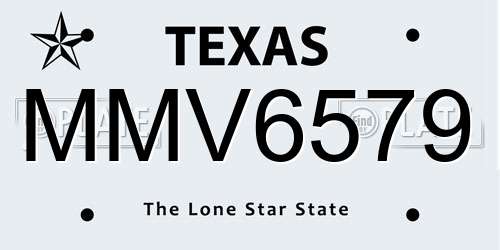 MMV6579 Texas License Plate
