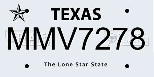 MMV7278 Texas License Plate