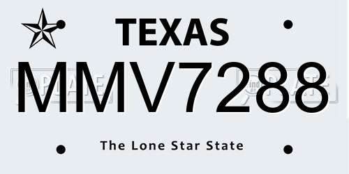 MMV7288 Texas License Plate