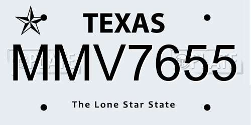MMV7655 Texas License Plate