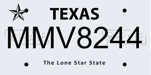 MMV8244 Texas License Plate