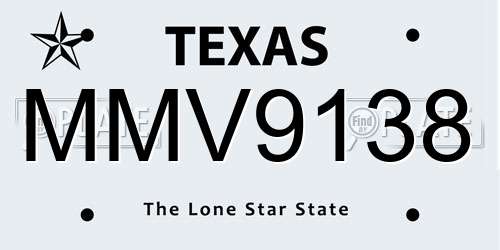 MMV9138 Texas License Plate