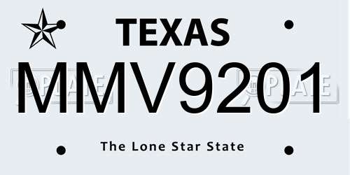 MMV9201 Texas License Plate