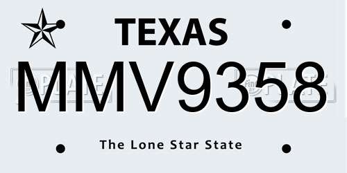 MMV9358 Texas License Plate