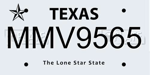 MMV9565 Texas License Plate