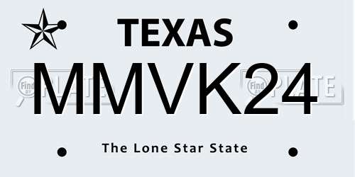 MMVK24 Texas License Plate
