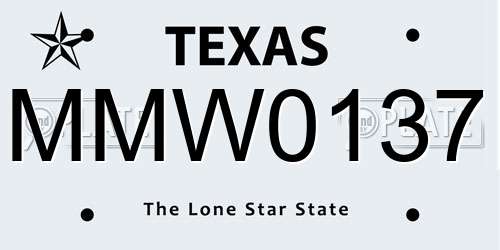 MMW0137 Texas License Plate