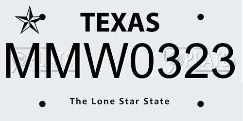 MMW0323 Texas License Plate