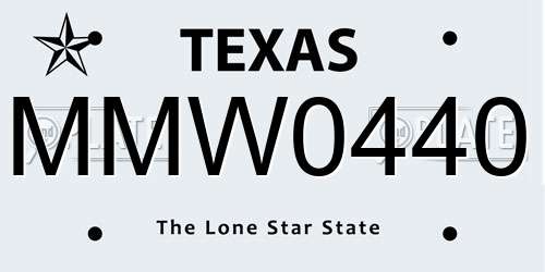 MMW0440 Texas License Plate