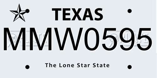 MMW0595 Texas License Plate