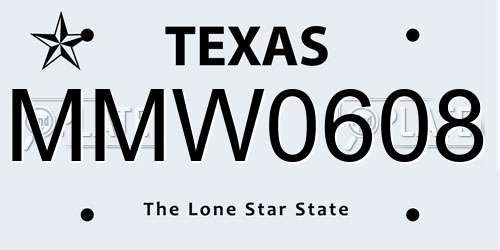 MMW0608 Texas License Plate