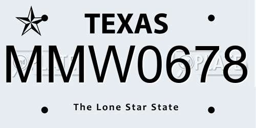 MMW0678 Texas License Plate