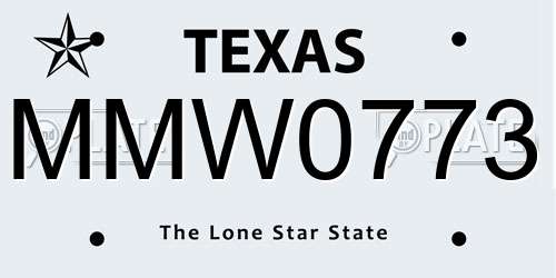 MMW0773 Texas License Plate