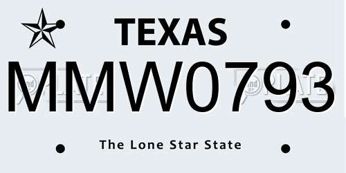 MMW0793 Texas License Plate