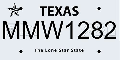 MMW1282 Texas License Plate