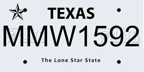 MMW1592 Texas License Plate