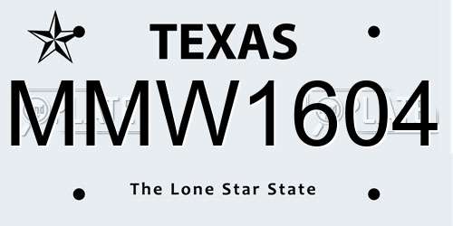 MMW1604 Texas License Plate