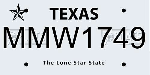 MMW1749 Texas License Plate