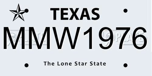 MMW1976 Texas License Plate