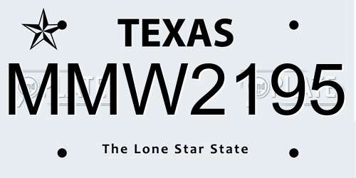 MMW2195 Texas License Plate