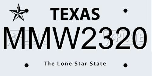 MMW2320 Texas License Plate