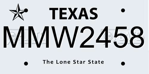 MMW2458 Texas License Plate