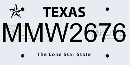 MMW2676 Texas License Plate