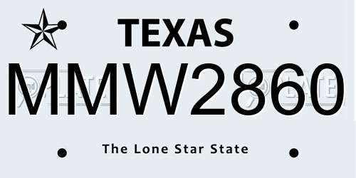 MMW2860 Texas License Plate