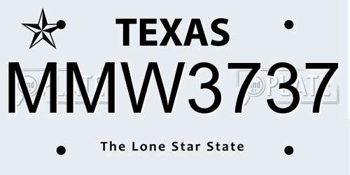 MMW3737 Texas License Plate