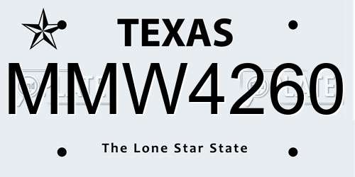 MMW4260 Texas License Plate