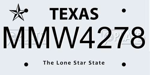 MMW4278 Texas License Plate