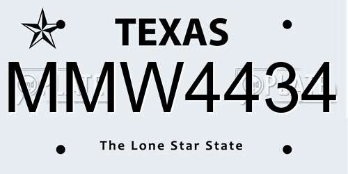MMW4434 Texas License Plate