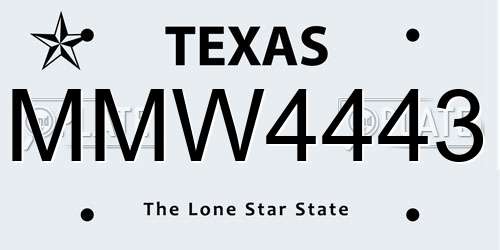 MMW4443 Texas License Plate