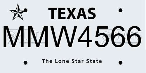 MMW4566 Texas License Plate