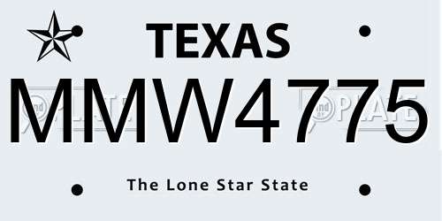 MMW4775 Texas License Plate