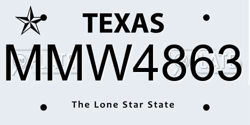 MMW4863 Texas License Plate