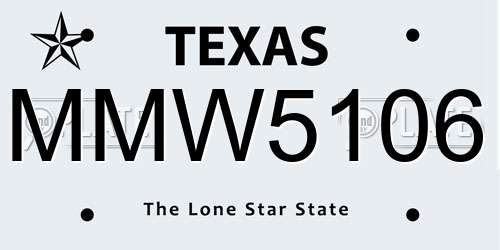 MMW5106 Texas License Plate