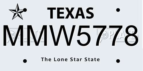 MMW5778 Texas License Plate