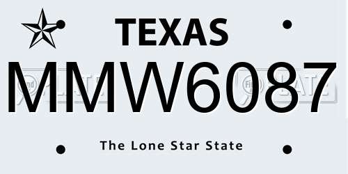 MMW6087 Texas License Plate
