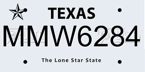 MMW6284 Texas License Plate