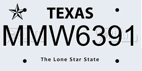 MMW6391 Texas License Plate